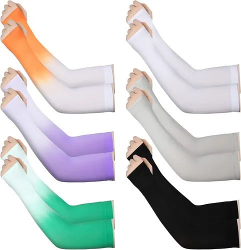 Vista 8 de JenPen 6 pares de mangas de brazo de protección solar UV para cubrir los brazos para mujeres, mangas de compresión para hombres Color delicado