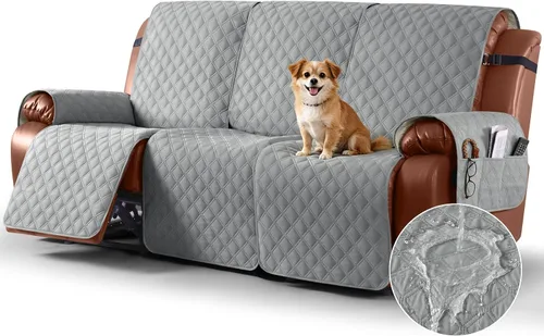Vista 32 de Ruaozz Funda impermeable para sofá reclinable, lavable, funda antideslizante de 1 pieza, protector de muebles con correas elásticas, bolsillo