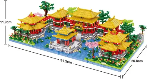 Vista 6 de Chinese Architecture - Juego de microbloques de construcción de 4951 piezas, juego de micro construcción de palacio de verano antiguo