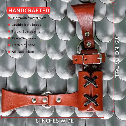 Vista 29 de Armory Replicas™ - Rana espada de cuero hecha a mano – Disfraz medieval LARP hebilla ajustable y cinturón de arma con cable soporte