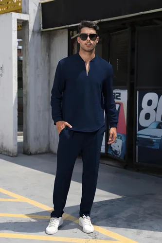 Vista 12 de FZNHQL Conjunto deportivo de moda para hombre, 2 piezas, casual, atlético, para correr, manga corta/larga, conjunto para hombre