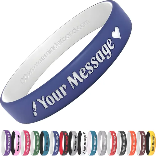 Vista 16 de Reminderband - Pulseras lujosas de silicona y goma para motivación, eventos, regalos, apoyo, recaudación de fondos y concientización, para hombres