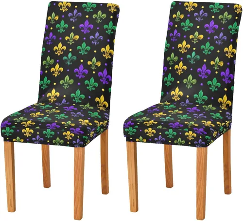 Vista 14 de Kcldeci Juego de 4 fundas de elastano para sillas de comedor navideñas, fundas elásticas para sillas de jengibre navideñas, fundas de asiento