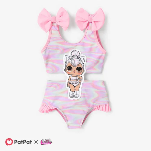 Vista 7 de L.O.L. Surprise! Traje de baño de una pieza para niña, con lazo, mariposa, volantes, verano, piscina, playa, deportes