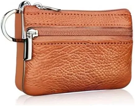 Vista 8 de Monedero pequeño de piel auténtica, bolsa de cambio, monedero de color sólido con cremallera, llavero, anillo, tarjetero de crédito para mujeres