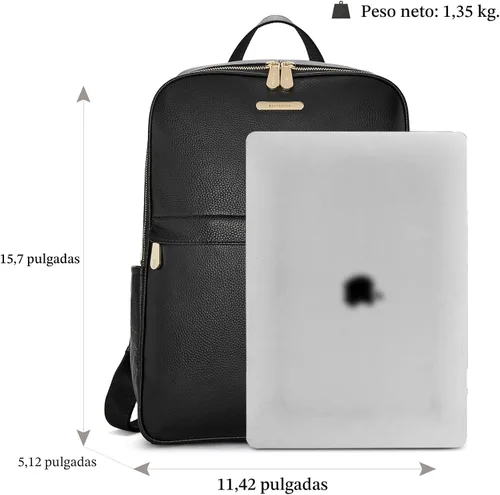 Vista 4 de BOSTANTEN Mochila para portátil de 15.6 pulgadas de cuero genuino para mujer, mochila informal para universidad, bolsa de viaje