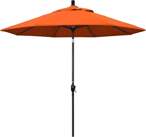 Vista 39 de California Umbrella Paraguas redondo de aluminio del mercado de 9', elevación de manivela, inclinación del botón, poste de bronce Azul (Air Blue)