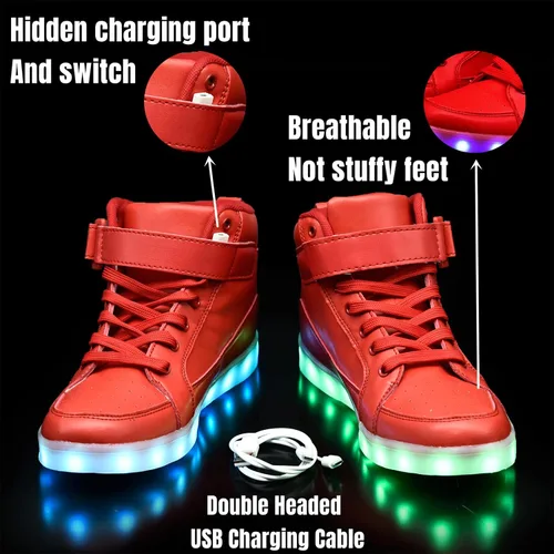 Vista 4 de IGxx Zapatos con luz LED para niños, tenis de alta calidad, zapatos con luces para niños, carga USB, entrenadores luminosos intermitentes