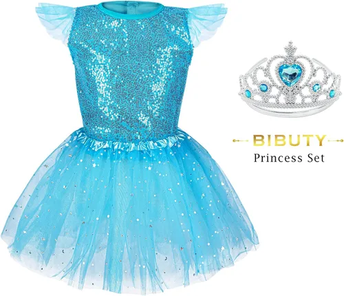 Vista 5 de Princess Dresses for Girls Dress up Clothes Trunk BIBUTY Pretend Play Costumes with 4 Unicorn Princess Sets for 3-6yr Girls