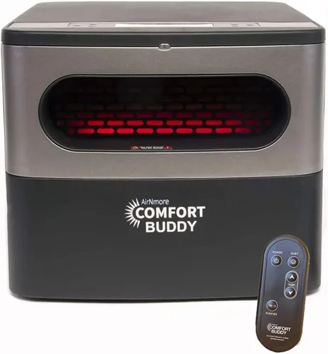 Vista 2 de Comfort Buddy, calentador de espacio de AirNmore, factor de forma pequeño único para áreas pequeñas, controles en la parte superior más control