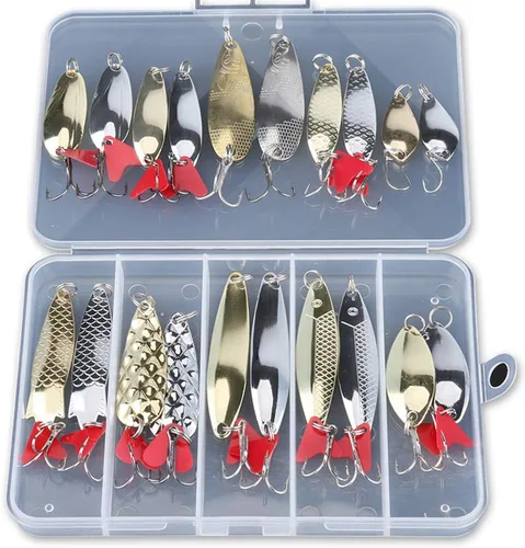 Vista 8 de DONQL Spoon Fishing Lures, Metal Fishing Spoon Lures Hard Baits Saltwater Fishing Lures Spinner Baits Fish Treble Hooks Tackle Salmon Bass