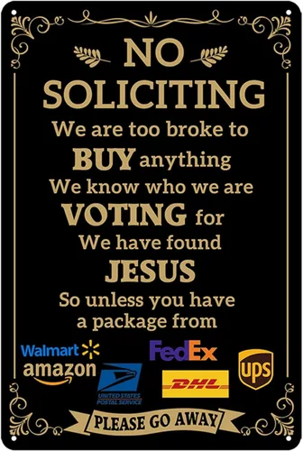 Vista 10 de Letrero de aluminio con texto en inglés "No Soliciting para casa con texto en inglés "No Soliciting" para puerta delantera, patio, «Don't Knock This