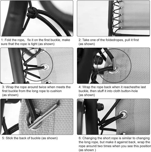 Vista 6 de SABBAG Cable de repuesto para silla de gravedad cero, repuesto para silla antigravedad, 4 cuerdas elásticas elásticas, herramienta de reparación