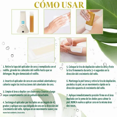 Vista 6 de Clean + Easy Cera original Roll On – Cartucho de recarga de cera suave grande para depilación suave en piernas, brazos y cuerpo, paquete de 3