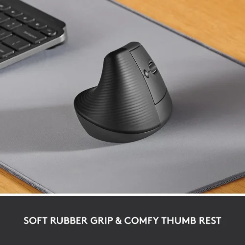 Vista 2 de Logitech Ratón ergonómico vertical elevador, inalámbrico, Bluetooth o Logi Bolt receptor USB, clics silenciosos, 4 botones, compatible