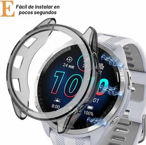 Vista 6 de Miimall - Funda compatible con Garmin Forerunner 965, resistente a los arañazos, protección militar de TPU translúcida para Garmin Forerunner Negro