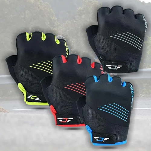 Vista 7 de JAUNTY Guantes de ciclismo para hombre, con relleno de gel de medio dedo, guantes de bicicleta para hombre, que absorben los golpes
