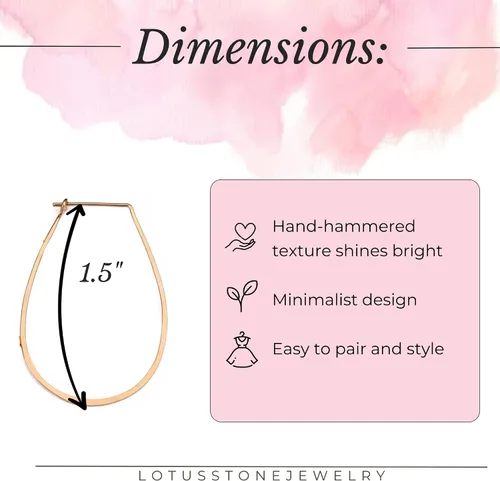 Vista 145 de Aretes de aro finos martillados, elegantes plata esterlina geométrica sólida, relleno de oro y relleno de oro rosa; para mujer por Lotus Stone