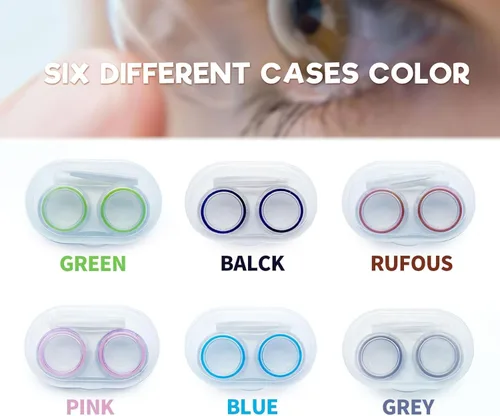 Vista 2 de Paquete de 6 fundas para lentes de contacto, kit de viaje, kit de almacenamiento portátil al aire libre, estuche para lentes de contacto para viajes