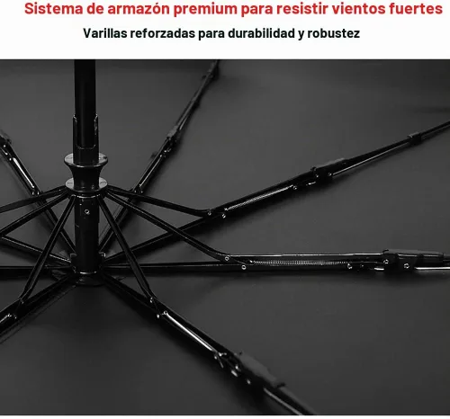Vista 4 de Finex Mickey Travel Compact Auto Folding Golf Umbrella with Auto Open Close One Button Handle & Wrist Strap Negro MM