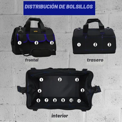 Vista 5 de FASTECH Bolsa de herramientas de 18 pulgadas, kit de herramientas de boca ancha impermeable, organizador de bolsa de herramientas resistente