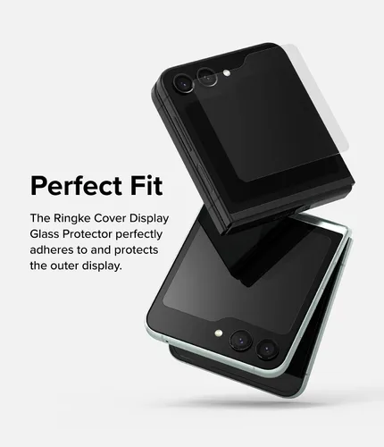 Vista 4 de Ringke Protector de pantalla de vidrio templado compatible con Samsung Galaxy Z Flip 5 para pantalla exterior, protector de pantalla de vidrio