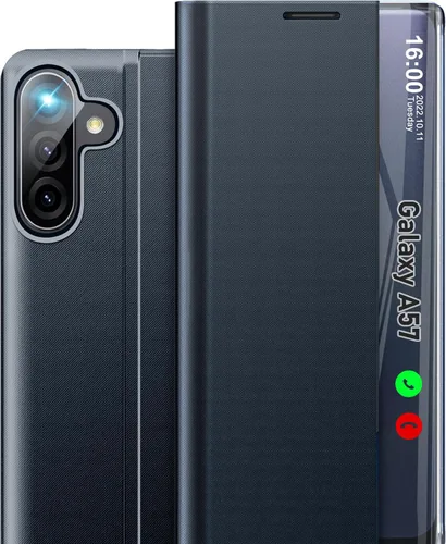 Vista 8 de Funda de teléfono para Samsung Galaxy A16 5G, Clear View Window Funda delgada de lujo para teléfono Galaxy A16 con soporte, funda protectora