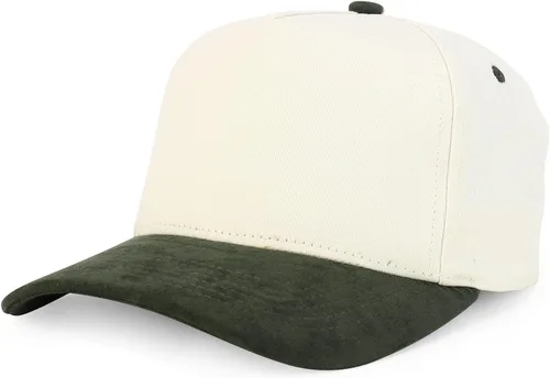 Vista 31 de Trendy Apparel Shop Gorra de béisbol combinada de 5 paneles de algodón y gamuza Piedra real