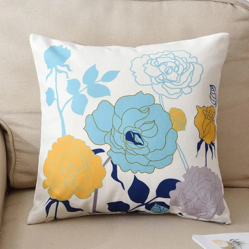 Vista 5 de Juego de 2 fundas de almohada de lino y algodón para sofá, 7.1 x 7.1 pulgadas, serie de pájaros y flores