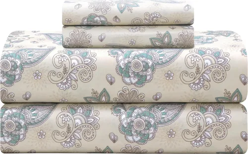 Vista 9 de Feather & Stitch - Juego de sábanas de 100 % algodón más suaves, ropa de cama de tejido percal de 300 hilos, bolsillo profundo de 16 pulgadas