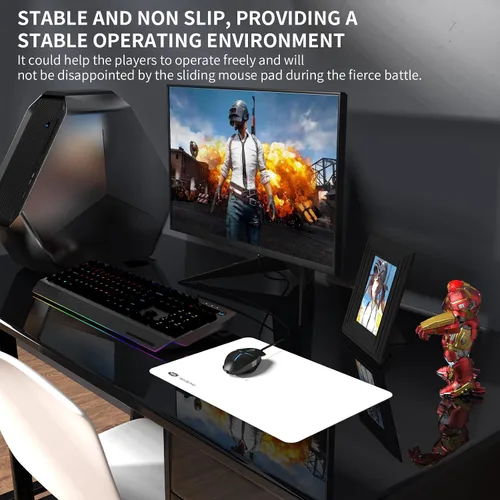 Vista 8 de WengTech Teflon Gaming Mouse Pad Waterproof Anti-Slip Slim Mouse Pad for Gamers Medium 137X 94X 002 inch - White