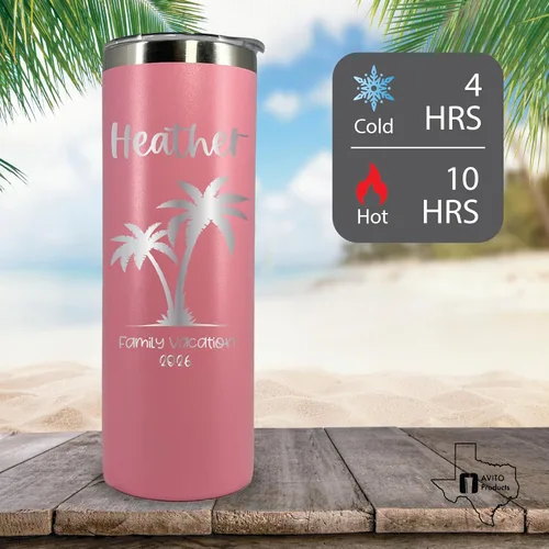 Vista 6 de Vaso de vacaciones personalizado de 20 onzas, vaso con tapa y pajilla, vasos de vacaciones familiares, vaso de vacaciones en la playa, regalo