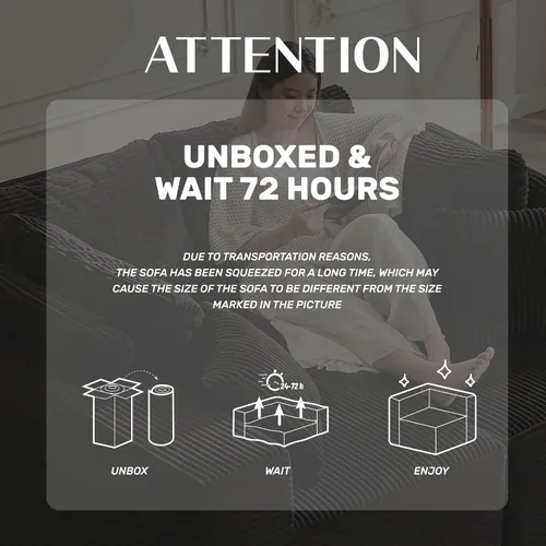 Vista 9 de Afuson Sofá modular de 138 pulgadas de espuma viscoelástica para sala de estar, sofá cama de pana, color negro