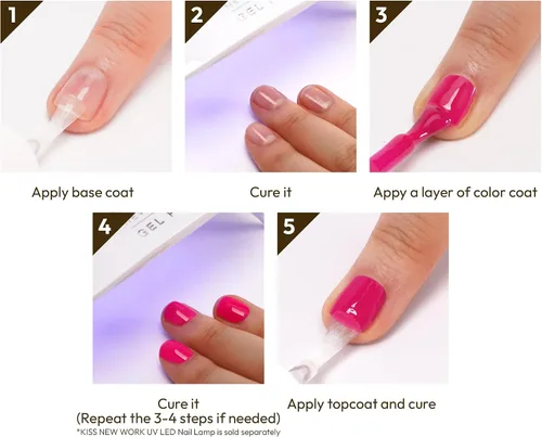 Vista 5 de KISS NEW YORK Esmalte de uñas de gel Soak Off UV LED 10mL Nail Art Salon Manicura DIY libre de HEMA, libre de TPO, fabricado en Estados Unidos