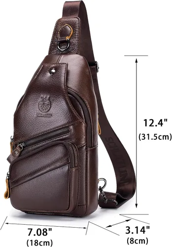Vista 160 de LUKZIJAES Bolso bandolera de cuero genuino para hombre