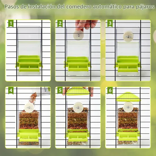 Vista 9 de Rypet Juego de dispensador de agua para pájaros sin ensuciar, alimentador automático para pájaros para jaula, contenedor de alimentos transparente