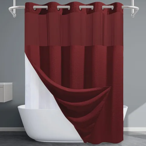 Vista 16 de EUTXL Cortina de ducha beige sin gancho con forro a presión, 230 GSM, cortinas de ducha para baño, 71 pulgadas de ancho x 74 pulgadas de alto