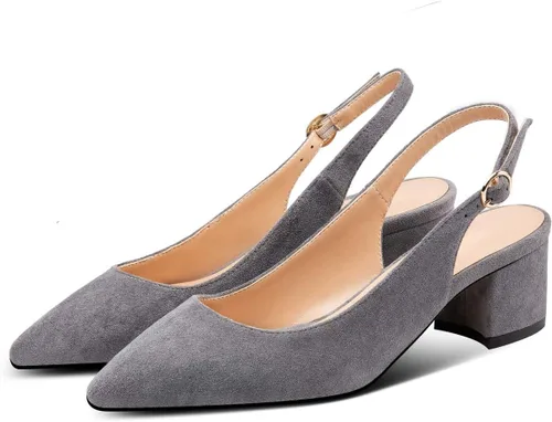 Vista 5 de Mettesally Tacón de bloque Slingback bombas para mujer 2 pulgadas tacón bajo cómodo
