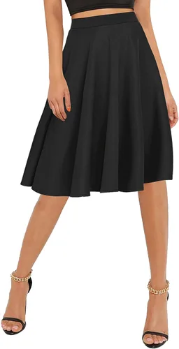 Vista 4 de Urban CoCo Falda midi acampanada básica con cintura elástica para mujer