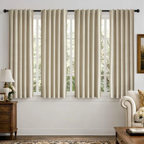 Vista 17 de MIULEE Navy Blue Velvet Curtains 4 Panels Set Back Tab 40 x 96 Inch Long Azul marino