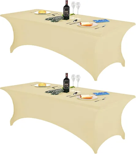 Vista 81 de FORLIFE - Funda de mesa de elastano, mantel ajustado de 4 pies para mesas rectangulares, funda elástica para patio, universal para bodas, banquetes