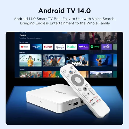 Vista 5 de KP1 Android TV Box Google Certified 4K Streaming Device 2GB RAM 16GB ROM con búsqueda por voz, Chromecast integrado Dolby Audio WiFi5 Bluetooth 5.0