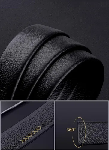 Vista 3 de VANNANBA Leather Ratchet Belts for Men Automatic Buckle with Belt Box Gift for Men