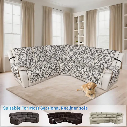 Vista 5 de ALIECOM Fundas de sofá modular reclinable en forma de L, 100% impermeables, fundas para sofá seccional, fundas lavables con estampado, protector