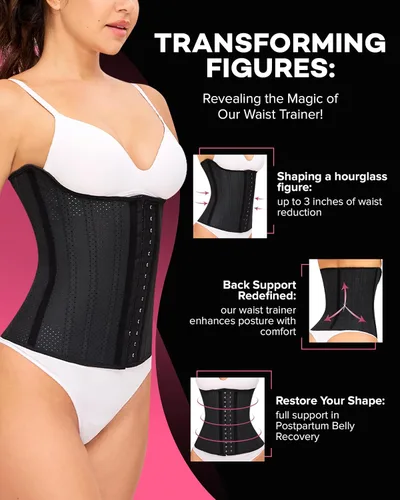 Vista 2 de LEZZARINE Waist Trainer Fajas Colombianas Moldeadoras de Cintura y Abdomen Tummy Control Shapewear Skims strapless shapewear
