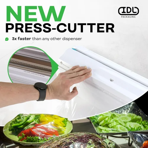 Vista 3 de IDL Packaging WP-179D - Dispensador WrapMaster de 12 pulgadas para rollos de película de alimentos, color blanco, dispensador profesional