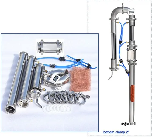 Vista 5 de Nueva torre de destilación tubular con mirilla de vidrio de malla de cobre equipo de elaboración de cerveza doméstica moonshine destiler (1.5'')