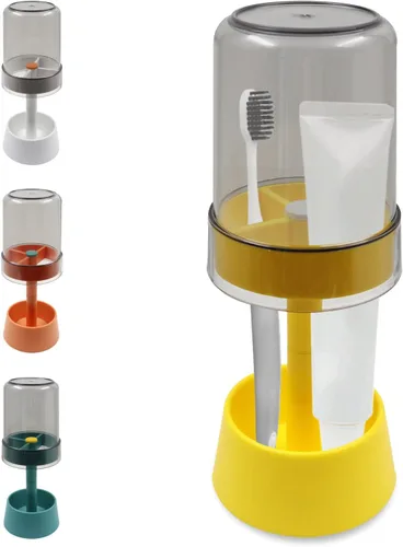 Vista 7 de Soporte para cepillo de dientes con taza/cubierta cubierta, organizador de Azul