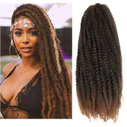 Vista 14 de Dansama Cabello Marley, 24 pulgadas, cabello trenzado Marley Twist, extensiones de cabello rizado rizado (24 pulgadas (paquete de 3), #1)