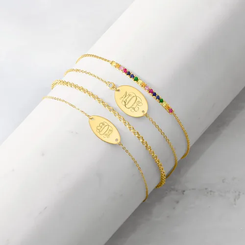Vista 3 de RS Pure by Ross-Simons 14kt Yellow Gold Personalized Oval Bracelet